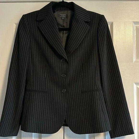 Tahari ASL Jackets & Blazers - Tahari ASL Women’s Petite Becca Black with White Pink Stripes Blazer